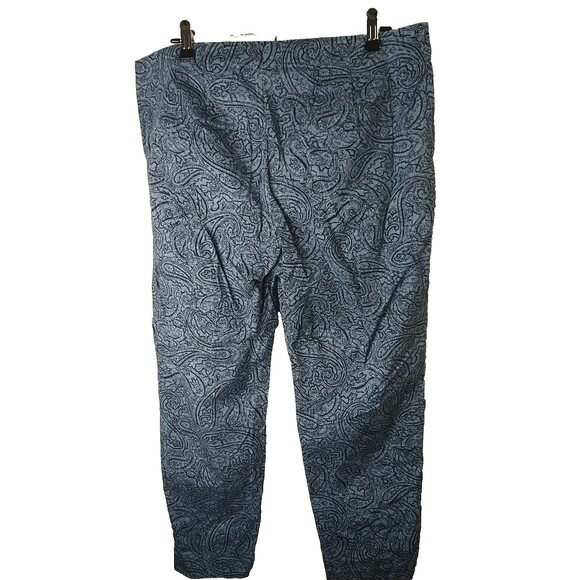 J. Jill Woman 16 Blue Paisley Chino Ankle Flat Front Pants - Picture 11 of 11